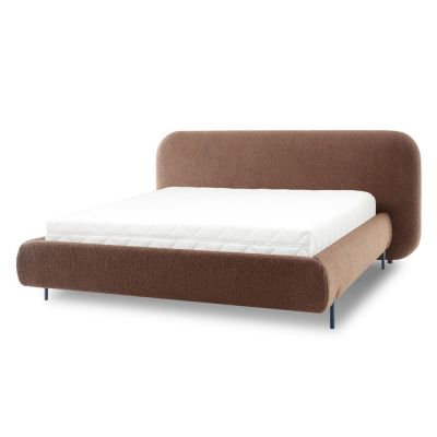 Pat matrimonial teracotă tapițat cu spațiu de depozitare cu somieră 180x200 cm Pointt – ELTAP