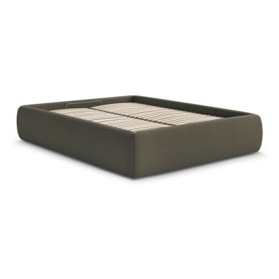 Pat matrimonial verde Ã®nchis tapiÈu009Bat cu spaÈu009Biu de depozitare/fÄu0083rÄtÄu0083blie cu somierÄ180x200 cm Inera âu0080Bobochic Paris