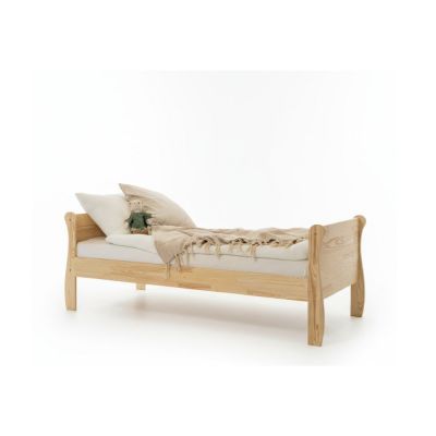 Pat pentru copii în culoare naturală din lemn de pin cu somieră 90x160 cm Roma – Adeko
