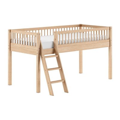 Pat pentru copii în culoare naturală, înalt ,din lemn de fag, cu somieră 90x200 cm Forrest – Vipack