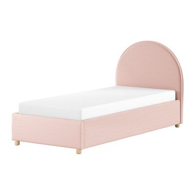 Pat roz tapițat cu spațiu de depozitare cu somieră 90x200 cm Moon – Vipack