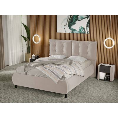 Pat Tapitat Anubis fix cu perne pe spatar Crem - Velluto 2 140x200