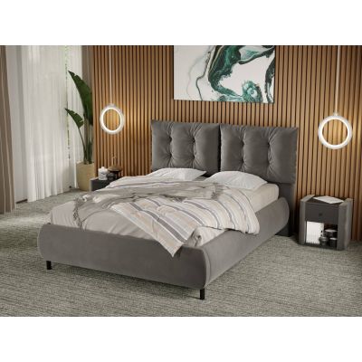 Pat Tapitat Anubis fix cu perne pe spatar Gri - Velluto 16 140x200