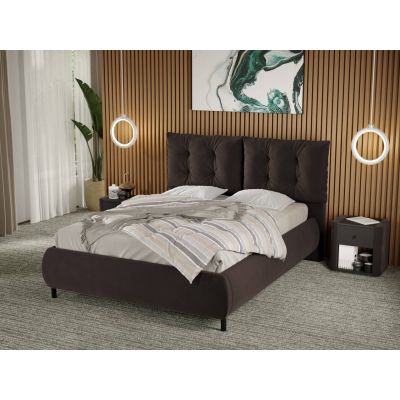 Pat Tapitat Anubis fix cu perne pe spatar Maro - Velluto 6 140x200