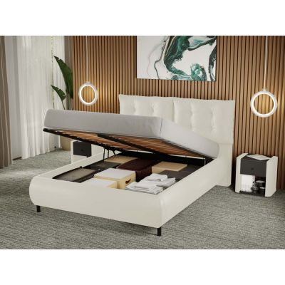 Pat Tapitat Anubis rabatabil cu perne pe spatar Alb - Nube 1 160x200