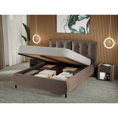 Pat Tapitat Anubis rabatabil cu perne pe spatar Cappuccino - Velluto 29 180x200