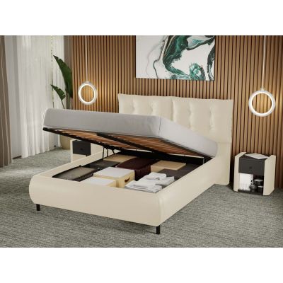 Pat Tapitat Anubis rabatabil cu perne pe spatar Crem - Nube 4 140x200