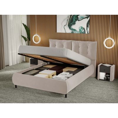 Pat Tapitat Anubis rabatabil cu perne pe spatar Crem - Velluto 2 140x200