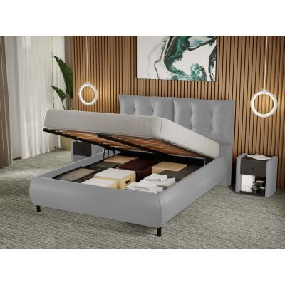 Pat Tapitat Anubis rabatabil cu perne pe spatar Gri - Nube 81 140x200