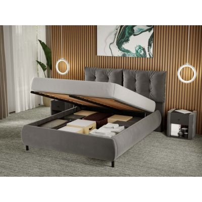 Pat Tapitat Anubis rabatabil cu perne pe spatar Gri - Velluto 16 140x200