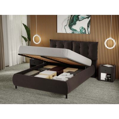 Pat Tapitat Anubis rabatabil cu perne pe spatar Maro - Velluto 6 140x200