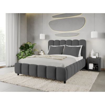 Pat Tapitat Bari cu somiera fixa Gri Inchis - Velluto 19 120x200