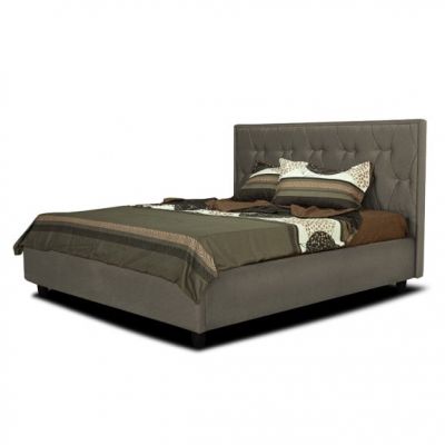 Pat Tapitat Celeste, Dimensiune Saltea 160 x 200 Cm, Cu Somiera Rabatabila, Gri