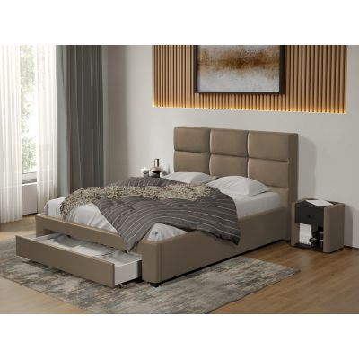 Pat tapitat Cico cu sertar 170 x 114 C1 din piele/stofa Bej - Nube 11