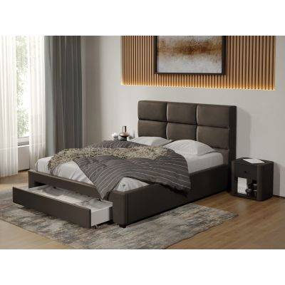 Pat tapitat Cico cu sertar 170 x 114 C1 din piele/stofa Ciocolatiu - Nube 29