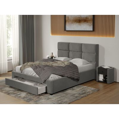 Pat tapitat Cico cu sertar 170 x 114 C1 din piele/stofa Gri - Falcone 21