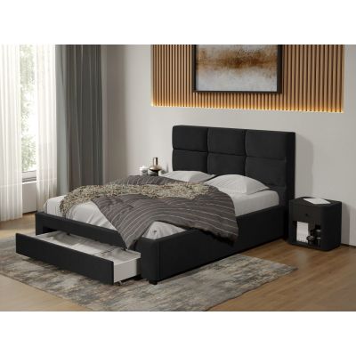 Pat tapitat Cico cu sertar 170 x 114 C1 din piele/stofa Negru - Falcone 14