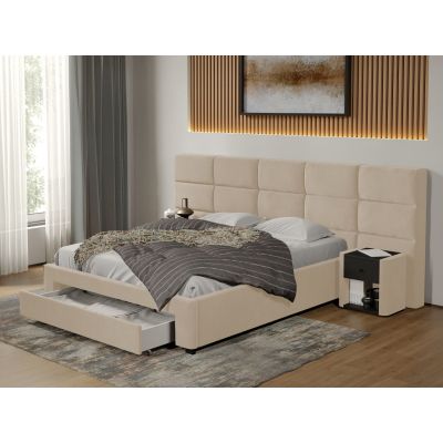 Pat tapitat Cico cu sertar 287 x 114 C2 din piele/stofa Bej - Falcone 102