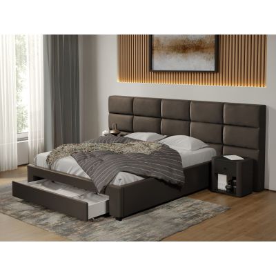 Pat tapitat Cico cu sertar 287 x 114 C2 din piele/stofa Ciocolatiu - Nube 29