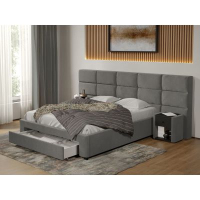 Pat tapitat Cico cu sertar 287 x 114 C2 din piele/stofa Gri - Falcone 21