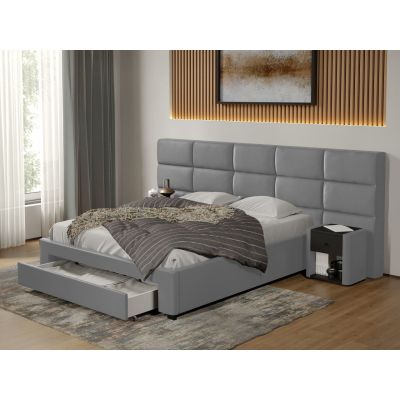 Pat tapitat Cico cu sertar 287 x 114 C2 din piele/stofa Gri - Nube 81