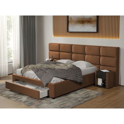 Pat tapitat Cico cu sertar 287 x 114 C2 din piele/stofa Maro - Nube 23