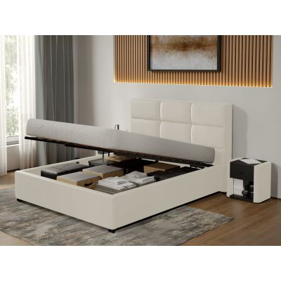 Pat Tapitat Cico de 190 rabatabil 170 x 114 C1 din piele/stofa Alb - Nube 1 160x190