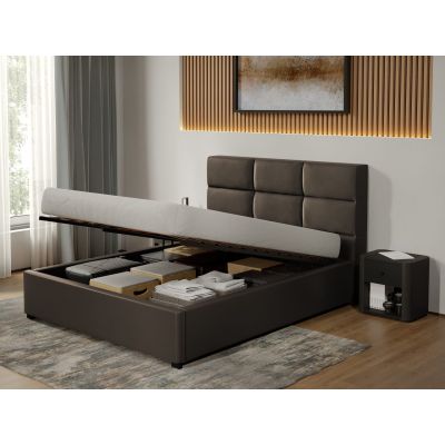 Pat Tapitat Cico de 190 rabatabil 170 x 114 C1 din piele/stofa Ciocolatiu - Nube 29 180x190