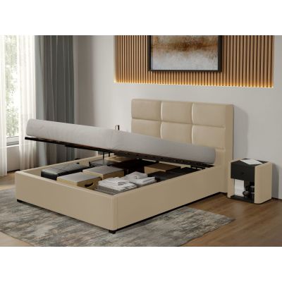 Pat Tapitat Cico de 190 rabatabil 170 x 114 C1 din piele/stofa Crem - Nube 4 160x190