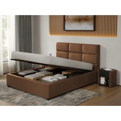 Pat Tapitat Cico de 190 rabatabil 170 x 114 C1 din piele/stofa Maro - Nube 23 180x190