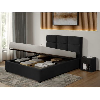 Pat Tapitat Cico de 190 rabatabil 170 x 114 C1 din piele/stofa Negru - Falcone 14 180x190