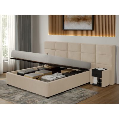 Pat Tapitat Cico de 190 rabatabil 287 x 114 C2 din piele/stofa Bej - Falcone 102 140x190