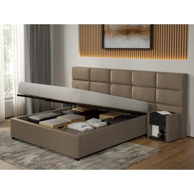 Pat Tapitat Cico de 190 rabatabil 287 x 114 C2 din piele/stofa Bej - Nube 11 180x190