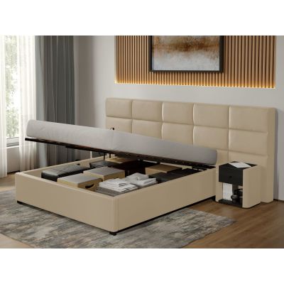 Pat Tapitat Cico de 190 rabatabil 287 x 114 C2 din piele/stofa Crem - Nube 4 160x190