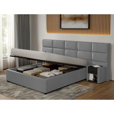 Pat Tapitat Cico de 190 rabatabil 287 x 114 C2 din piele/stofa Gri - Nube 81 160x190