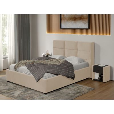 Pat tapitat Cico fix 170 x 114 C1 din piele/stofa Bej - Falcone 102 160x200