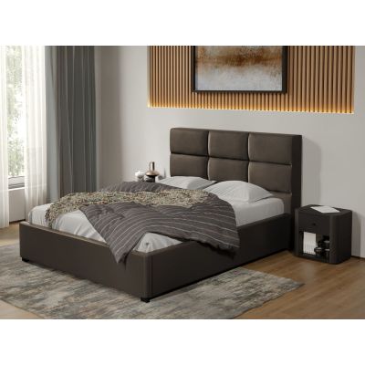 Pat tapitat Cico fix 170 x 114 C1 din piele/stofa Ciocolatiu - Nube 29 180x200