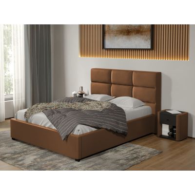 Pat tapitat Cico fix 170 x 114 C1 din piele/stofa Maro - Nube 23 140x200