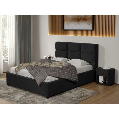 Pat tapitat Cico fix 170 x 114 C1 din piele/stofa Negru - Falcone 14 160x200