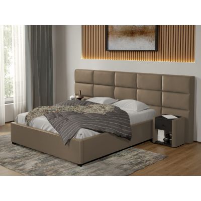 Pat tapitat Cico fix 287 x 114 C2 din piele/stofa Bej - Nube 11 180x200