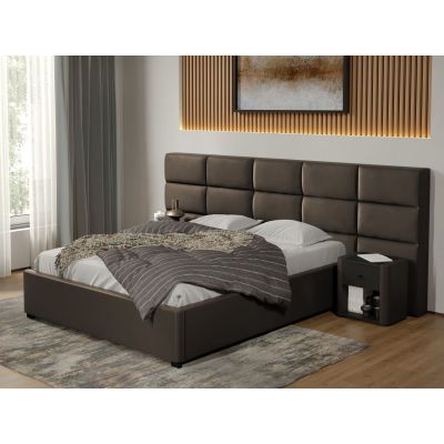 Pat tapitat Cico fix 287 x 114 C2 din piele/stofa Ciocolatiu - Nube 29 160x200