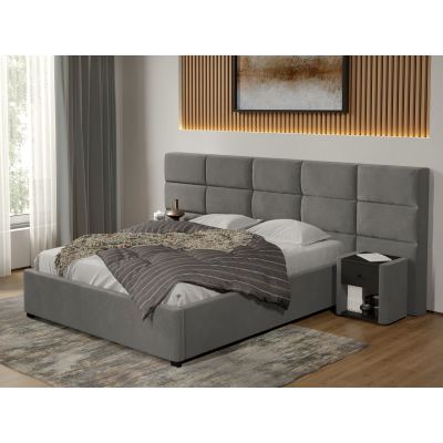 Pat tapitat Cico fix 287 x 114 C2 din piele/stofa Gri - Falcone 21 160x200