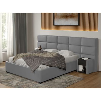 Pat tapitat Cico fix 287 x 114 C2 din piele/stofa Gri - Nube 81 180x200