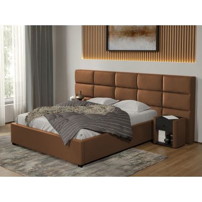 Pat tapitat Cico fix 287 x 114 C2 din piele/stofa Maro - Nube 23 160x200