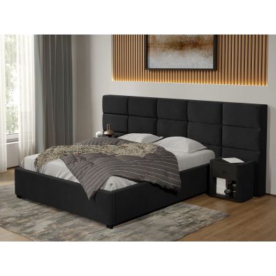 Pat tapitat Cico fix 287 x 114 C2 din piele/stofa Negru - Falcone 14 160x200