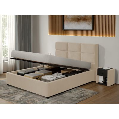 Pat tapitat Cico rabatabil 170 x 114 C1 din piele/stofa Bej - Falcone 102 140x200