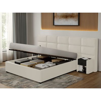 Pat tapitat Cico rabatabil 287 x 114 C2 din piele/stofa Alb - Nube 1 180x200