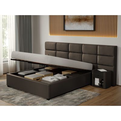 Pat tapitat Cico rabatabil 287 x 114 C2 din piele/stofa Ciocolatiu - Nube 29 160x200