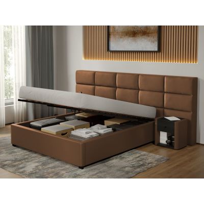 Pat tapitat Cico rabatabil 287 x 114 C2 din piele/stofa Maro - Nube 23 140x200