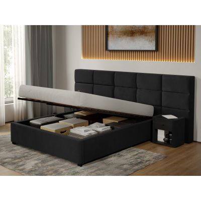 Pat tapitat Cico rabatabil 287 x 114 C2 din piele/stofa Negru - Falcone 14 160x200